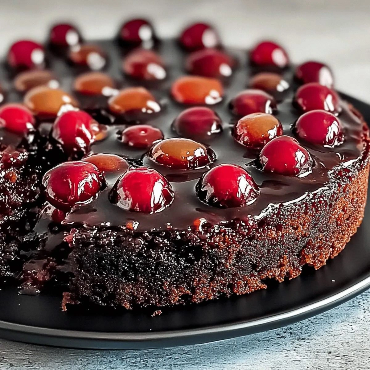 Indulge in a Sweet Twist: Chocolate Cherry Upside Down Cake