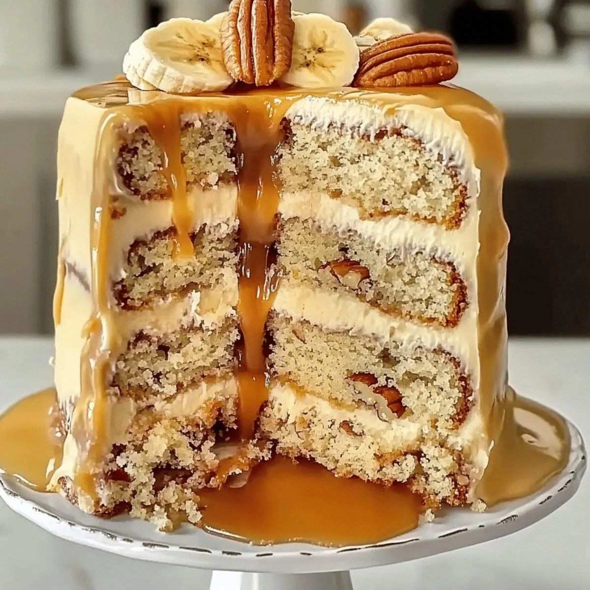 Indulge in Banana Pecan Caramel Cake That’s Simply Irresistible