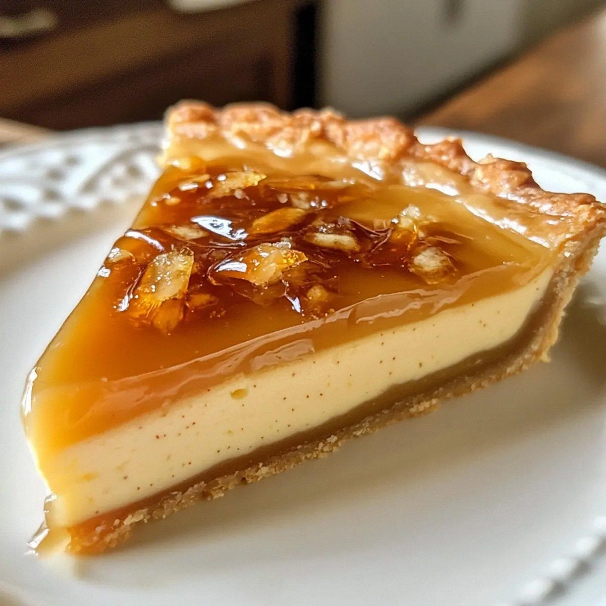Indulge in Eggnog Crème Tart with Caramel Shards Today