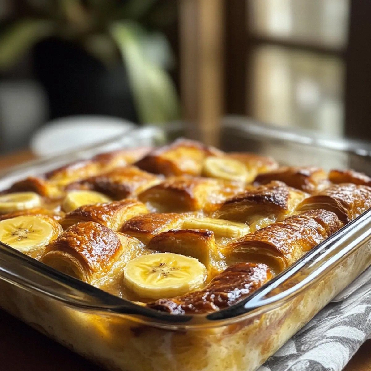 Irresistible Banana Croissant French Toast Casserole Delight