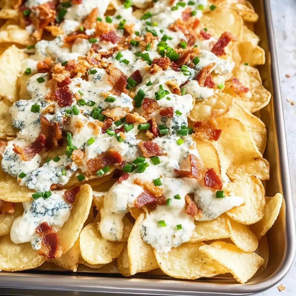 Irresistible Blue Cheese Potato Chip Nachos for Game Day Fun