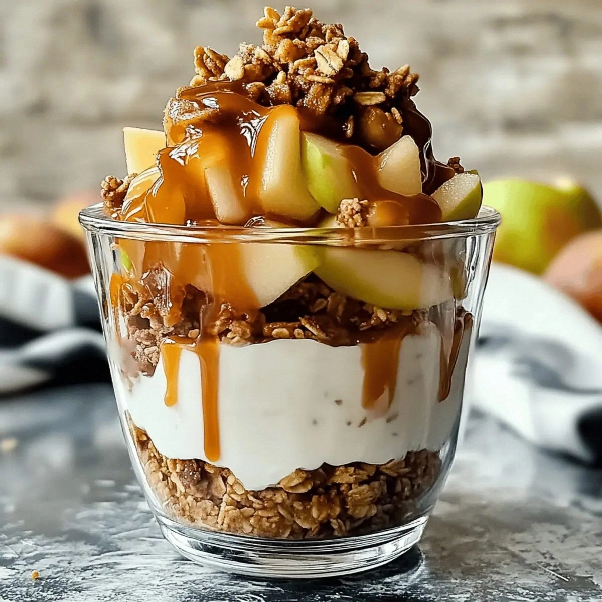 Irresistible Caramel Apple Crisp Yogurt Parfait Delight