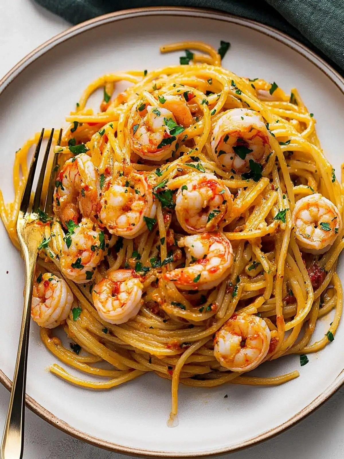 Irresistible Garlic Prawn Spag