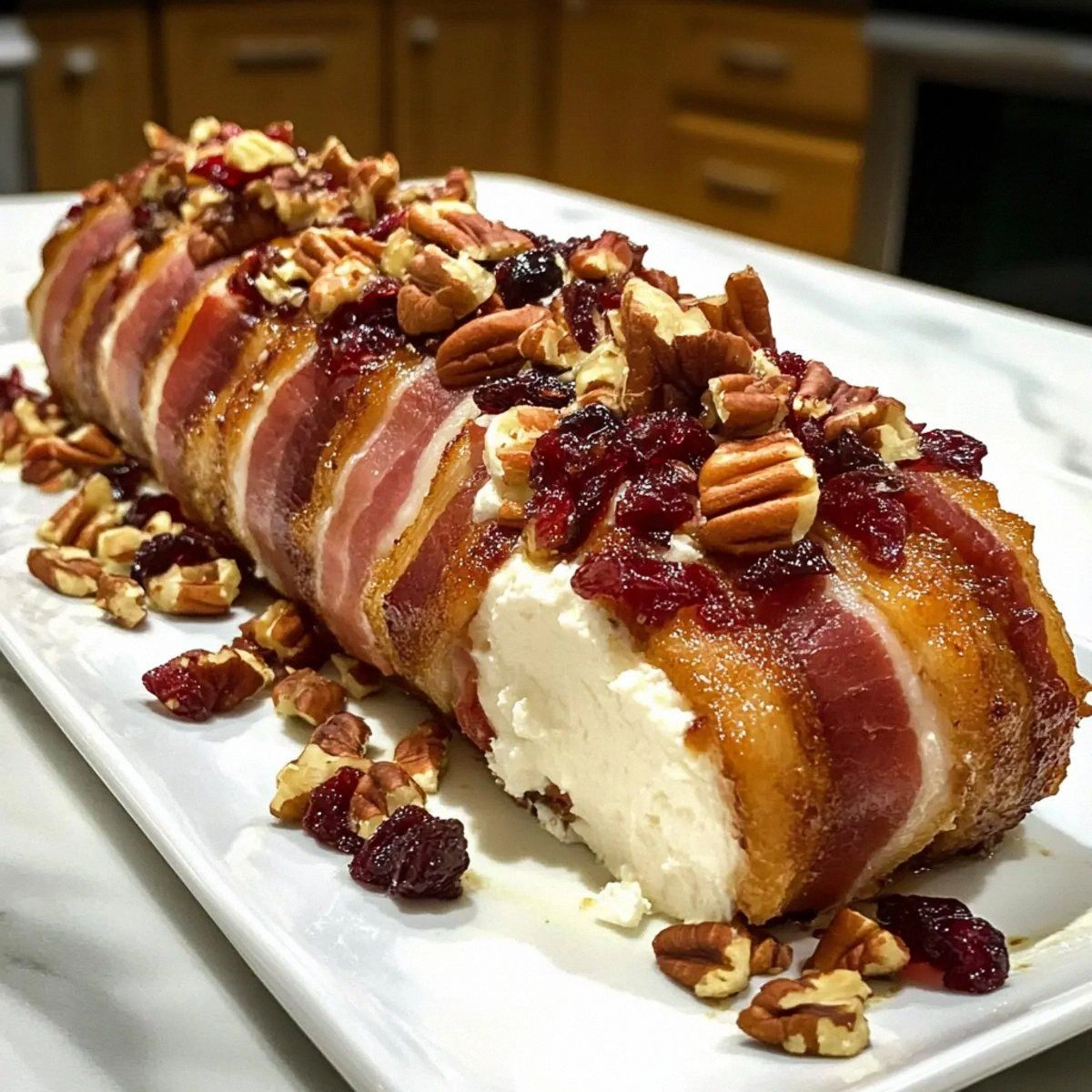 Irresistible Million Dollar Bacon Goat Cheese Appetizer Log