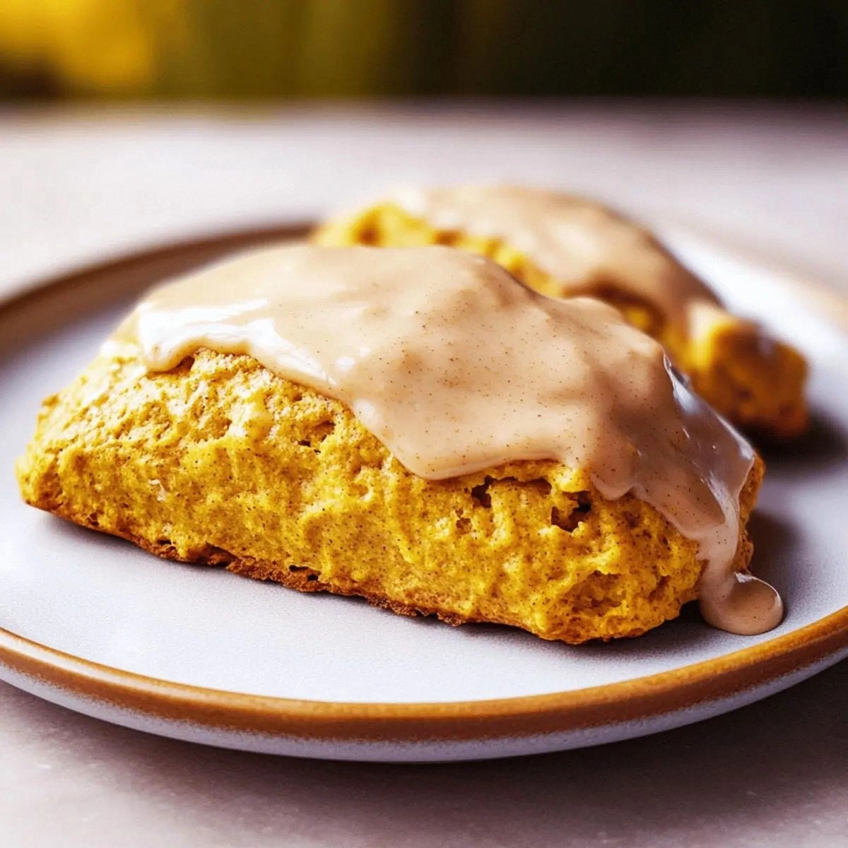 Irresistibly Soft Pumpkin Scones with Sweet Pumpkin Glaze
