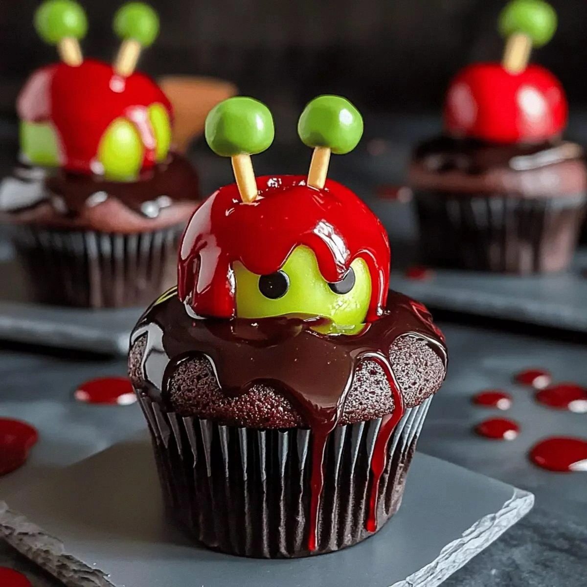 Irresistibly Spooky Poison Apple Cupcakes for Halloween Fun