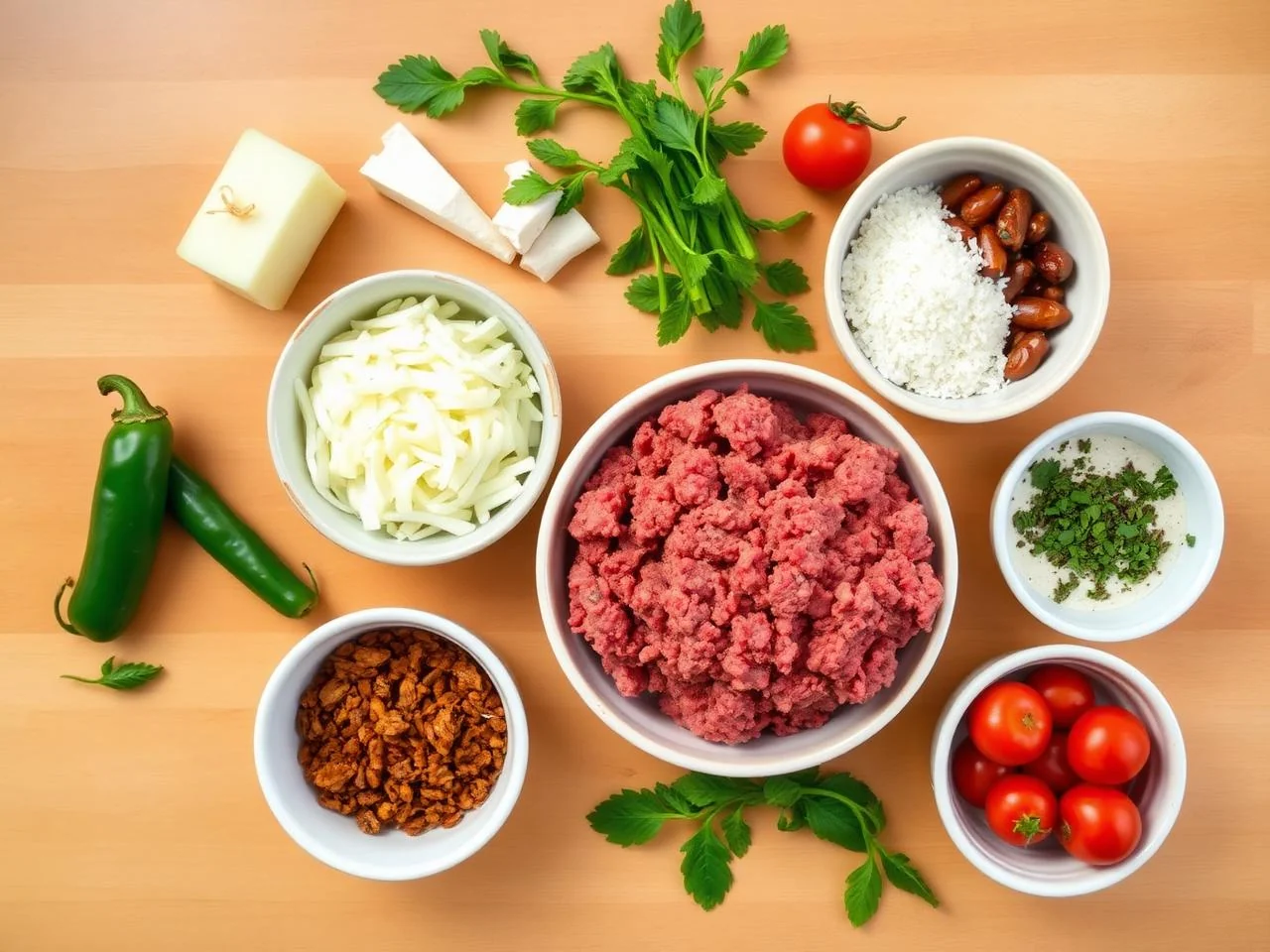 Ingredients for Jalapeno Popper Burgers