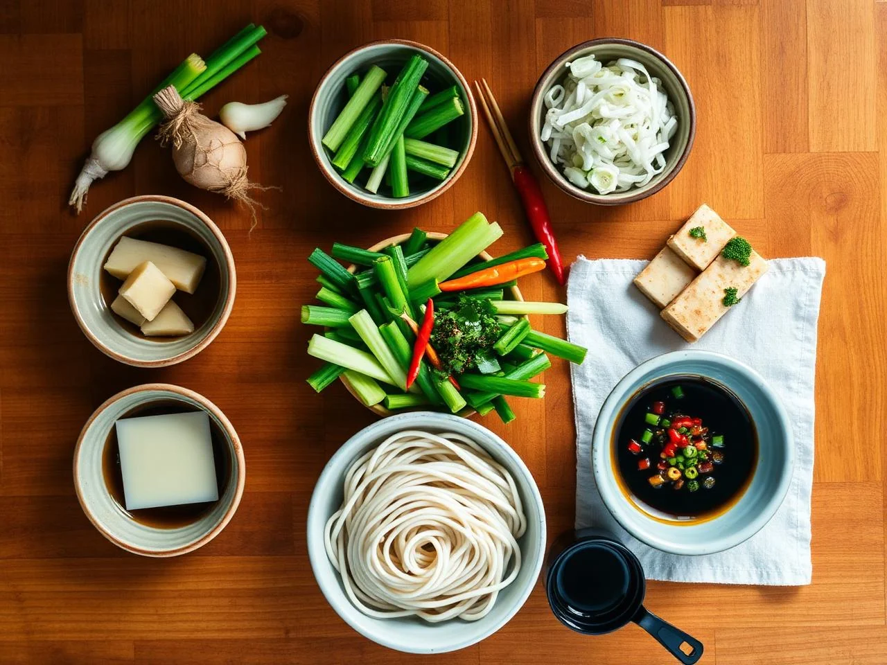 Ingredients for Japanese Udon Noodles