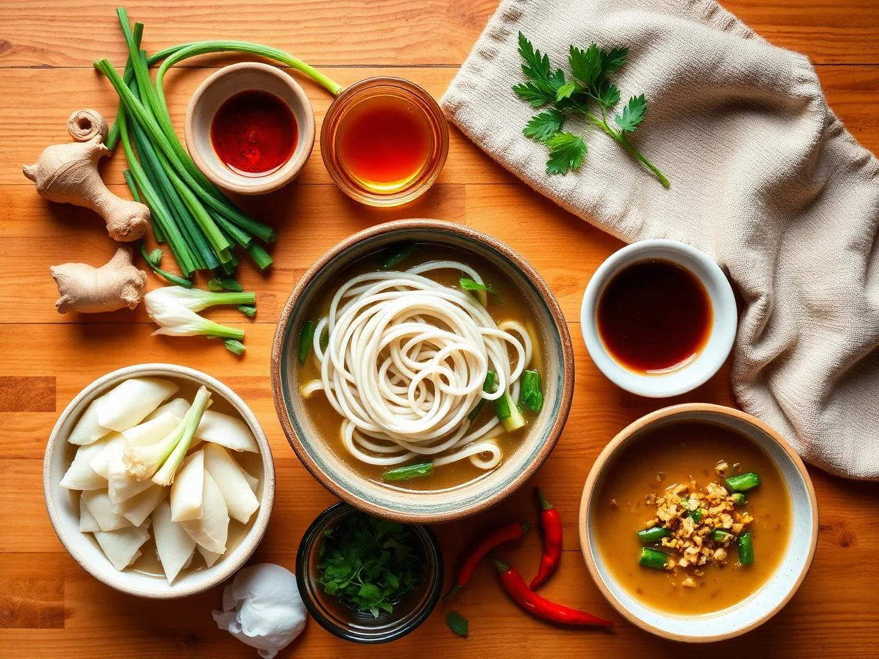 Ingredients for Japanese Udon Soup