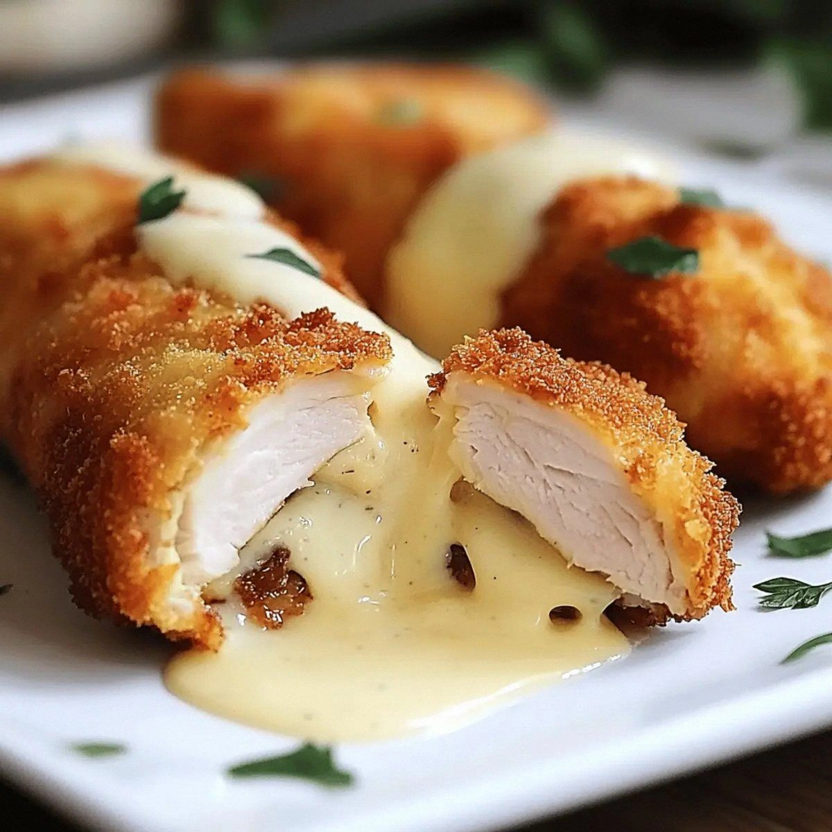 Juicy Chicken Cordon Bleu with Irresistible Swiss Cheese Sauce