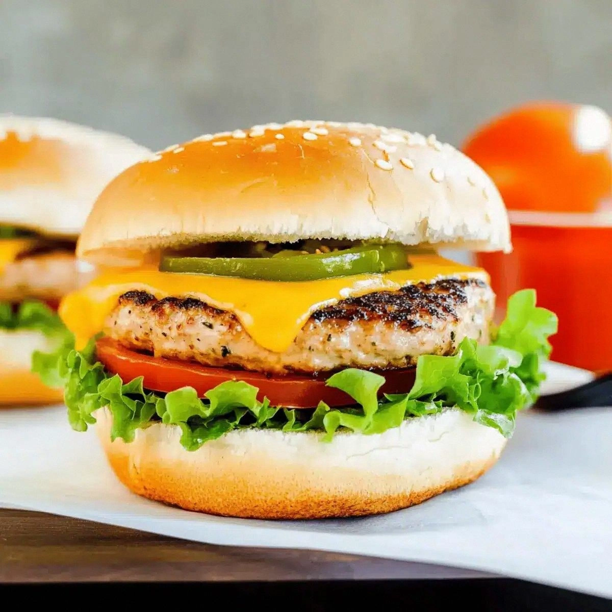 Juicy Grilled Turkey Burgers with Cheesy Jalapeño Kick