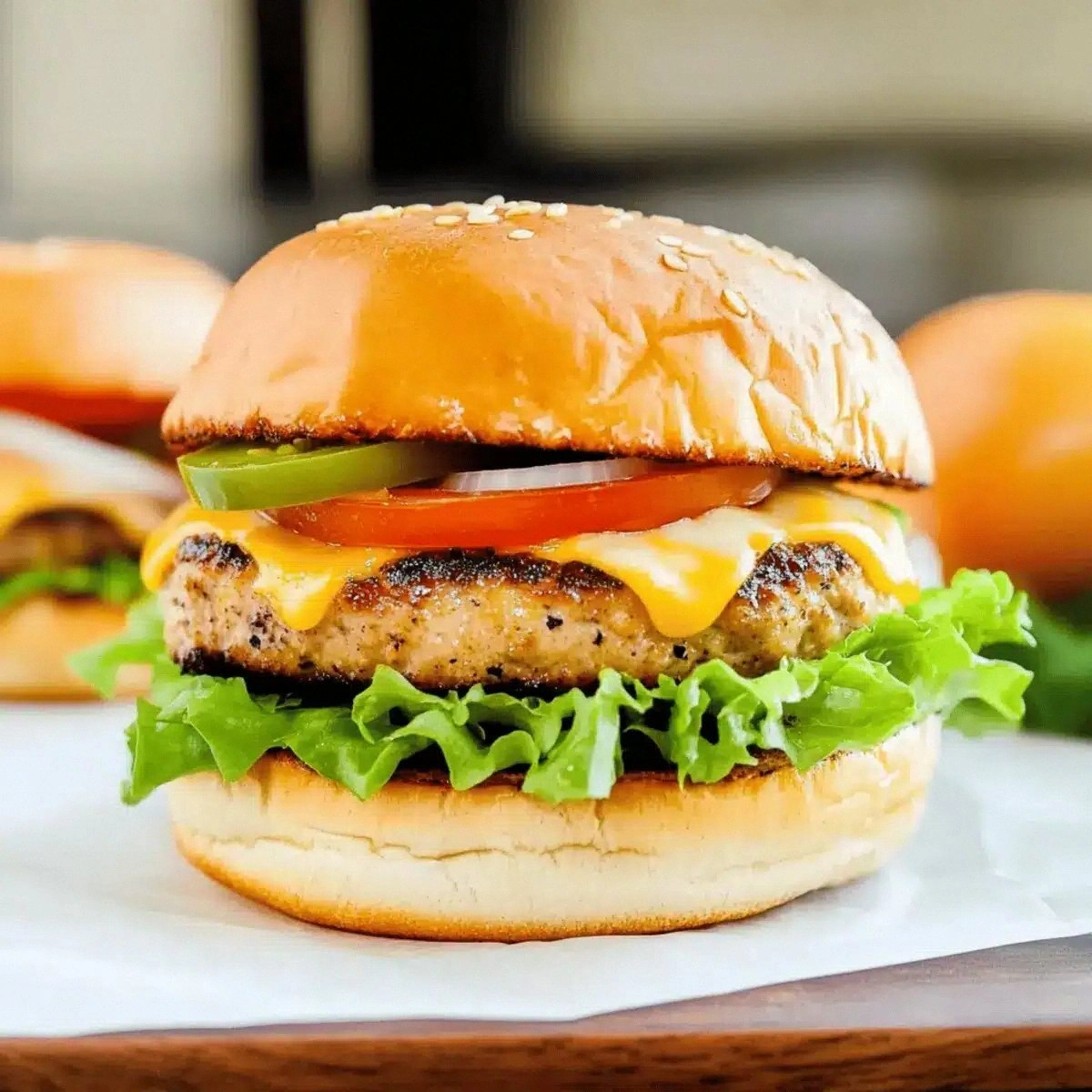 Juicy Grilled Turkey Burgers with Cheesy Jalapeño Kick