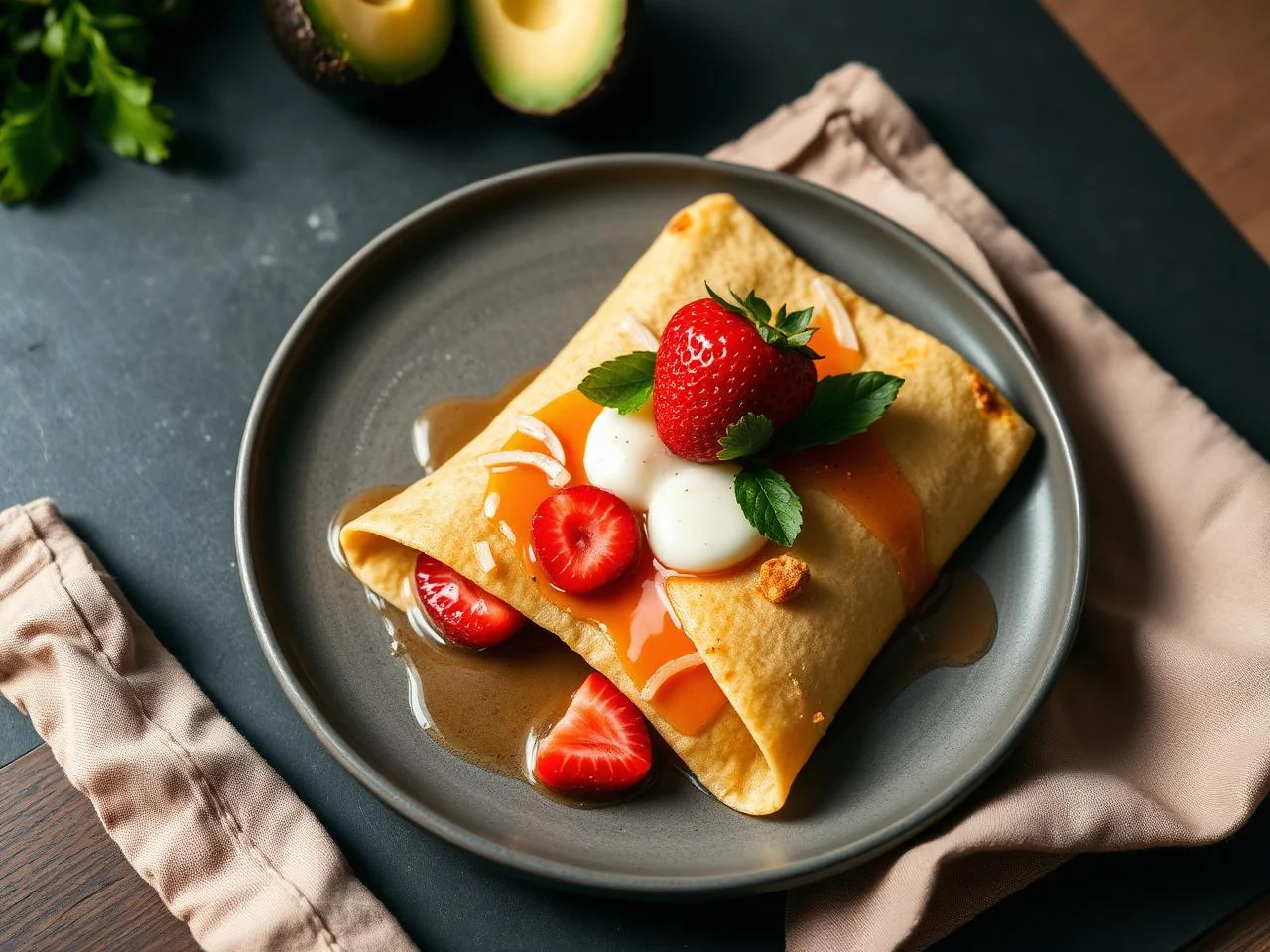 Keto Crepes With Strawberry Filling