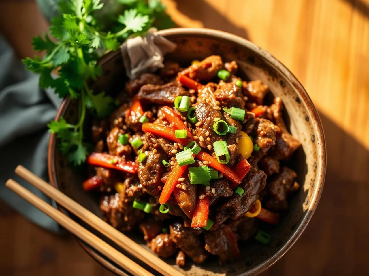Korean Beef And Kimchi Stir Fry