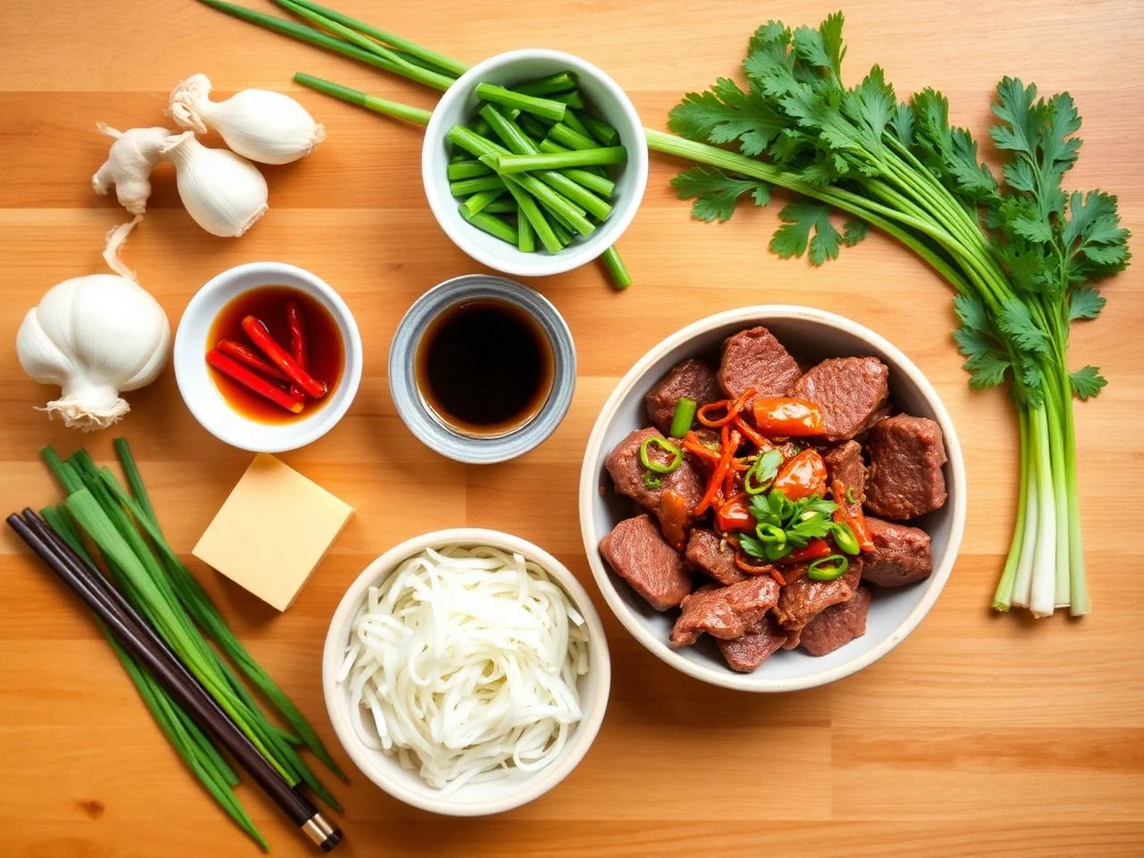 Ingredients for Korean Beef And Kimchi Stir Fry