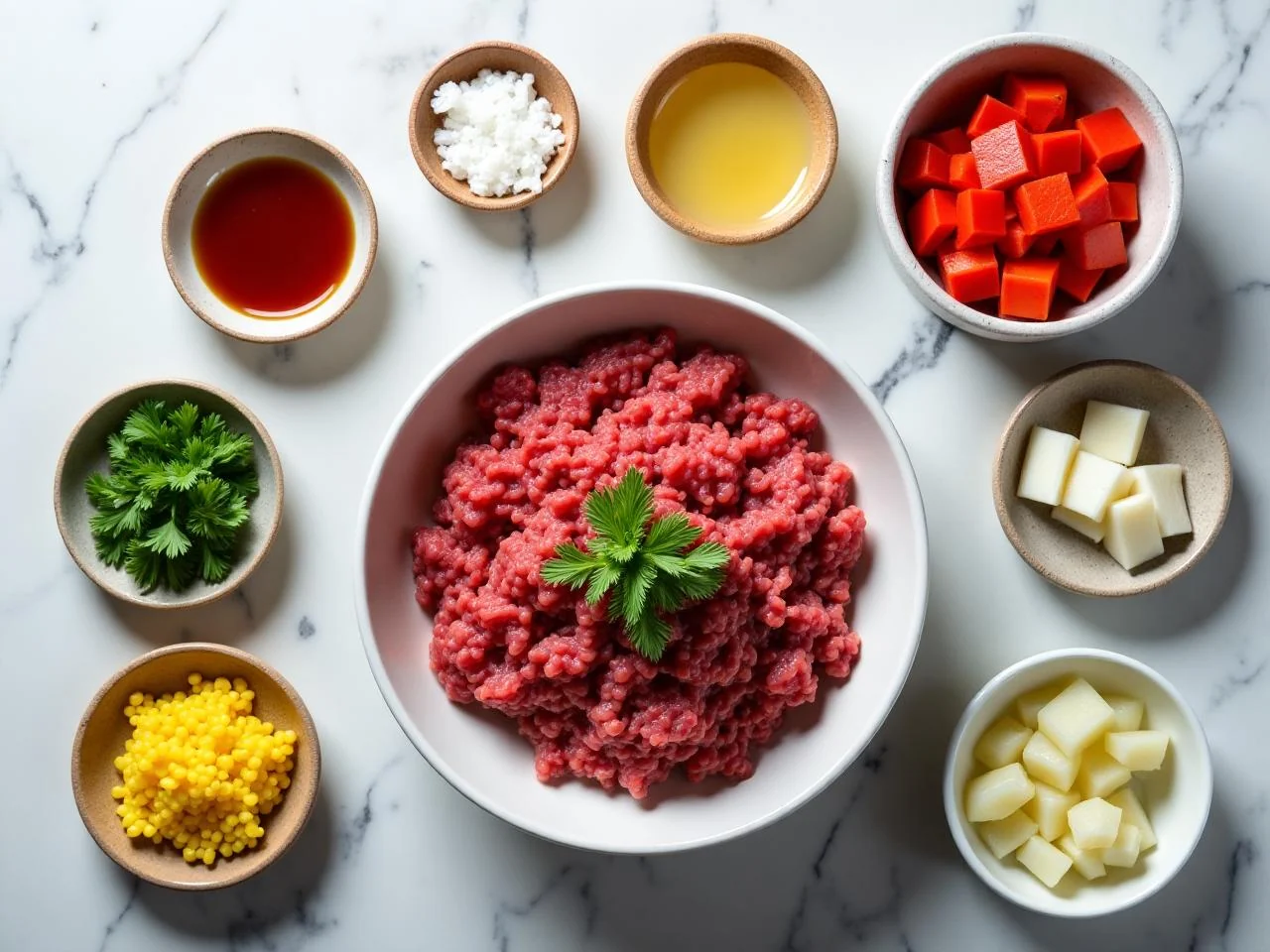 Ingredients for Korean Ground Beef Bowl