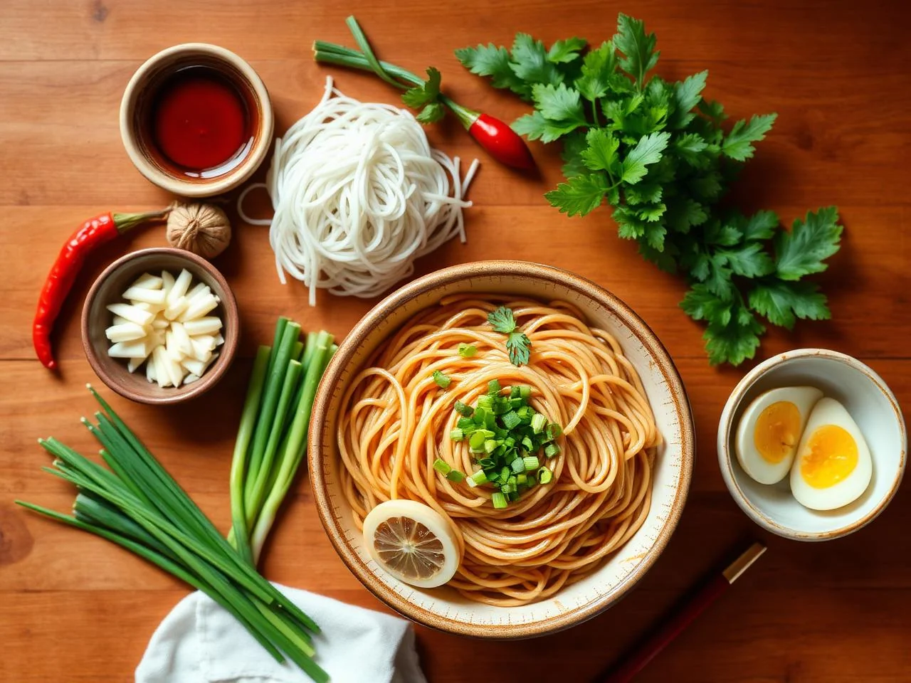 Ingredients for Korean Japchae Glass Noodle Stir Fry