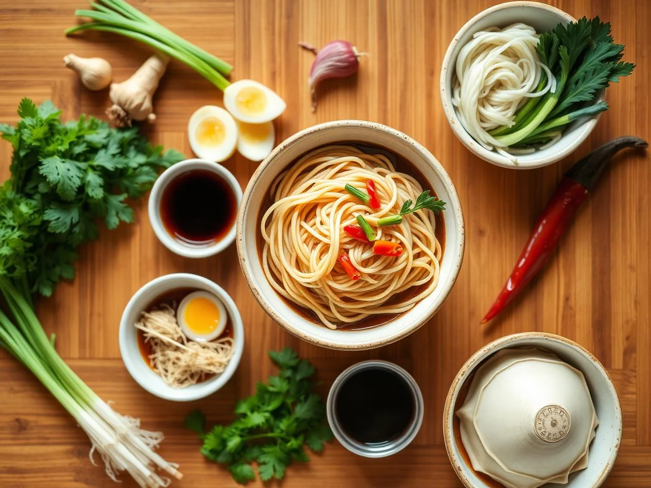 Ingredients for Korean Naengmyeon Cold Noodles