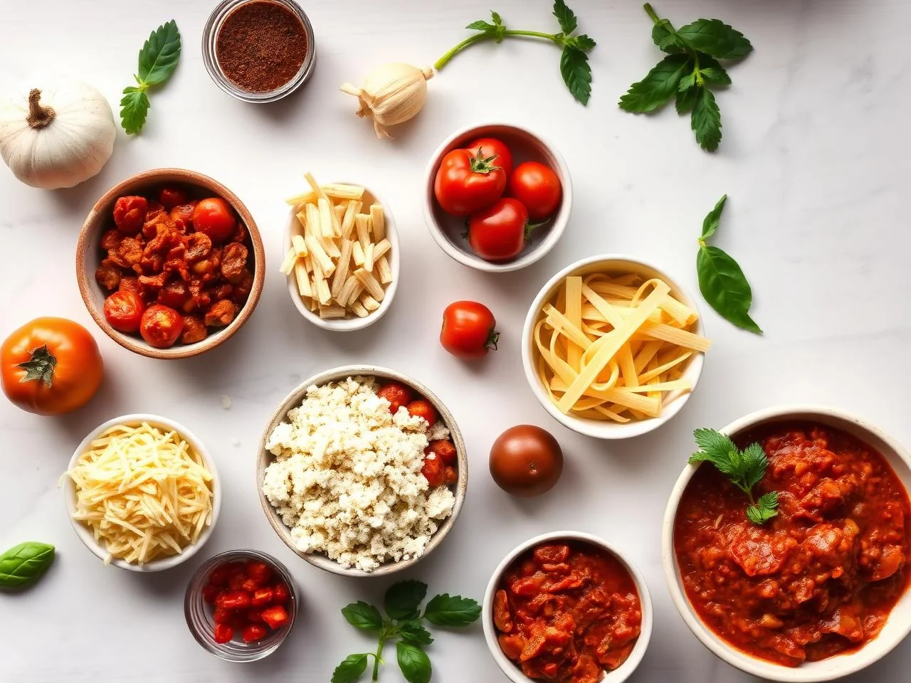 Ingredients for Lasagna Bolognese