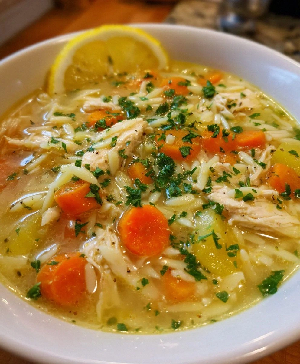 Lemon Chicken Orzo Soup