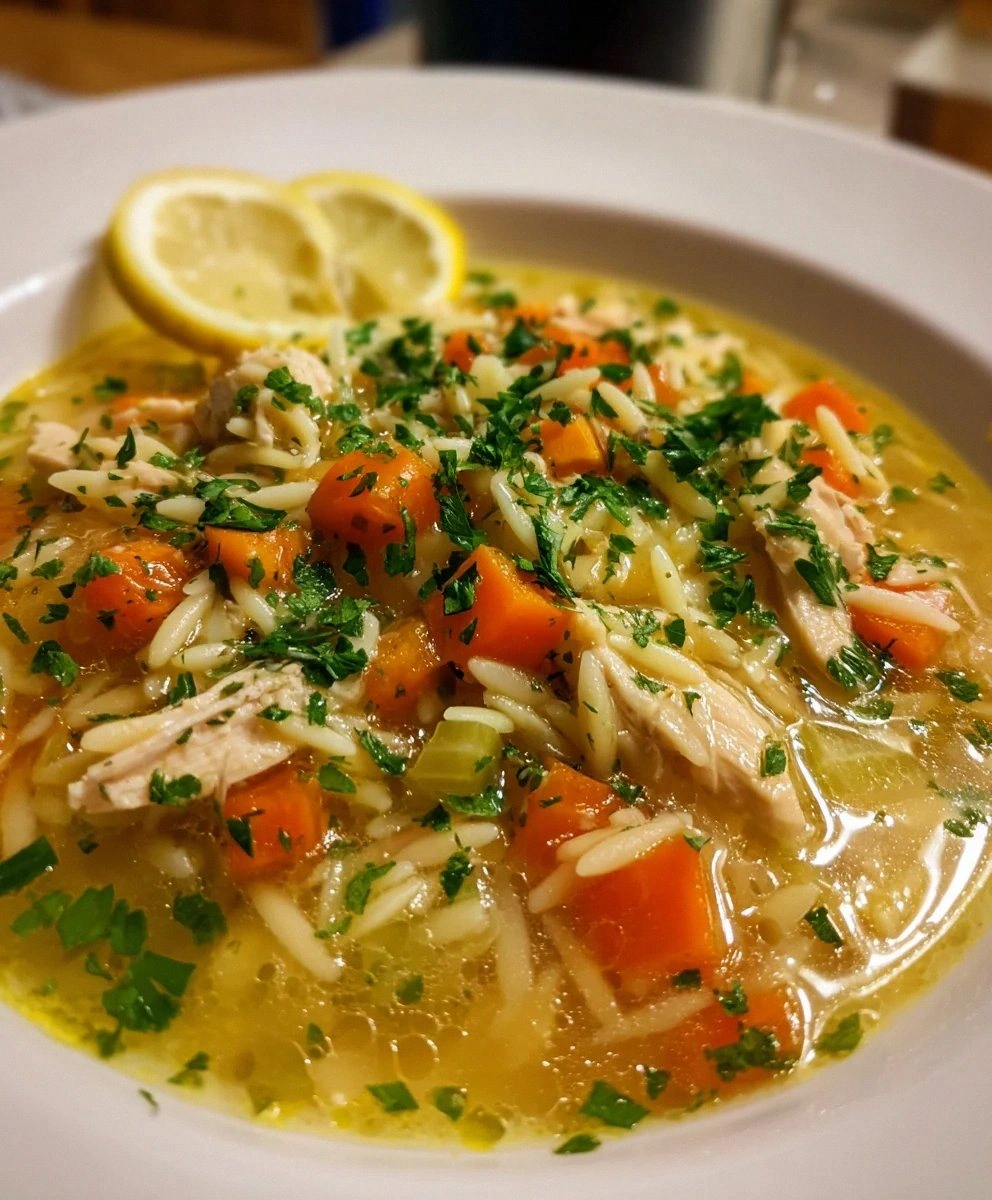 Lemon Chicken Orzo Soup