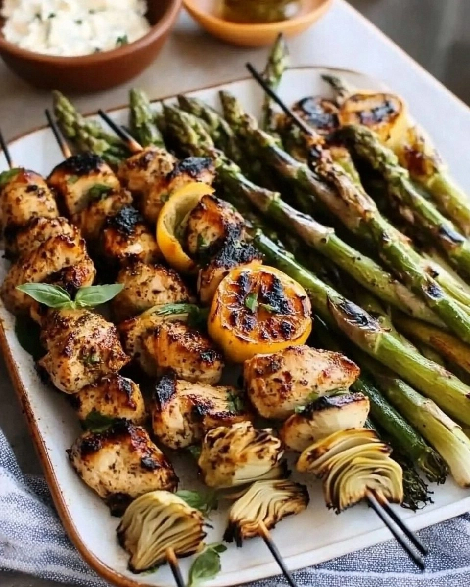 Lemon Chicken Skewers with Cre