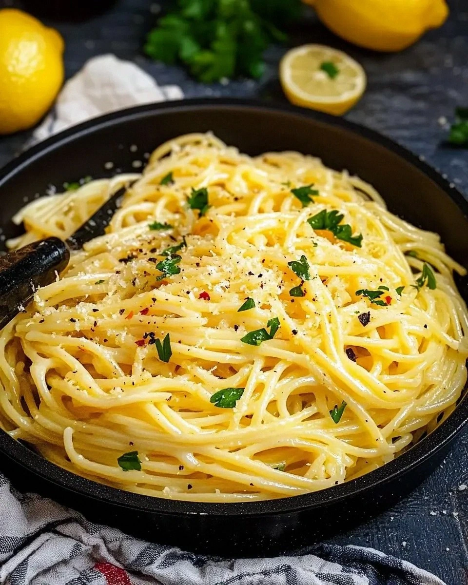 Lemon Garlic Butter Pasta is a quick and tasty dish.