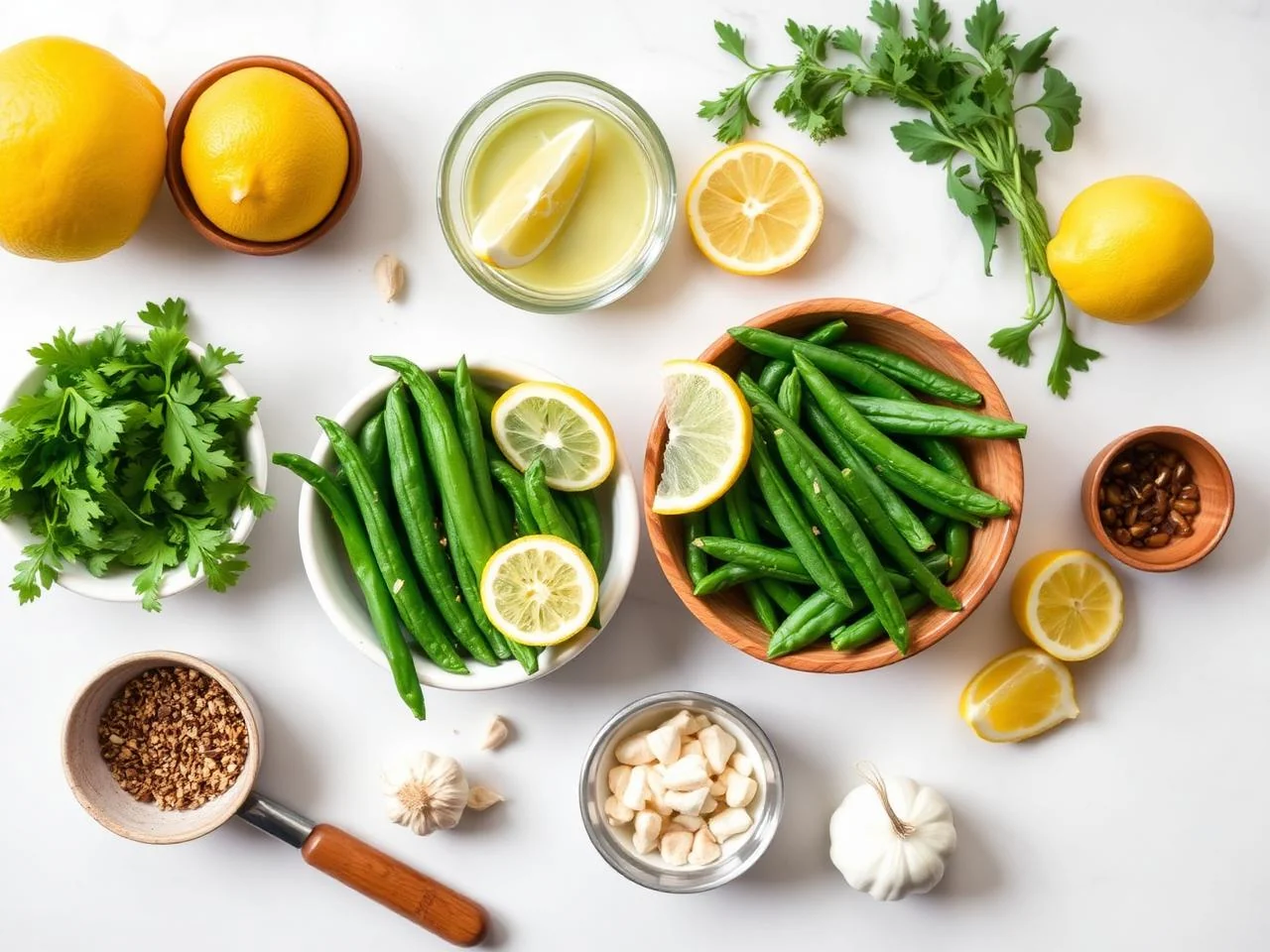 Ingredients for Lemon Garlic Green Beans