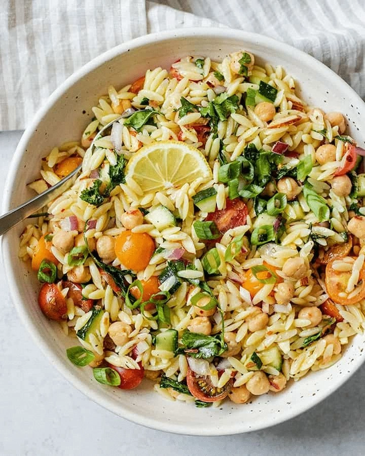 Lemon Orzo Chickpea Salad Reci