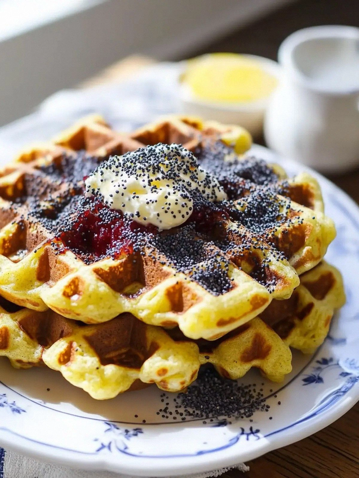 Lemon Poppy Seed Waffles with 