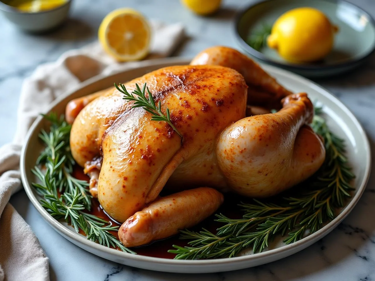 Lemon Rosemary Roast Whole Chicken