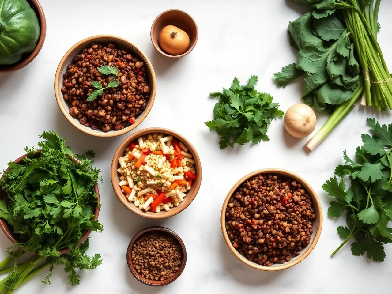 Ingredients for Lentil And Vegetable Bowl