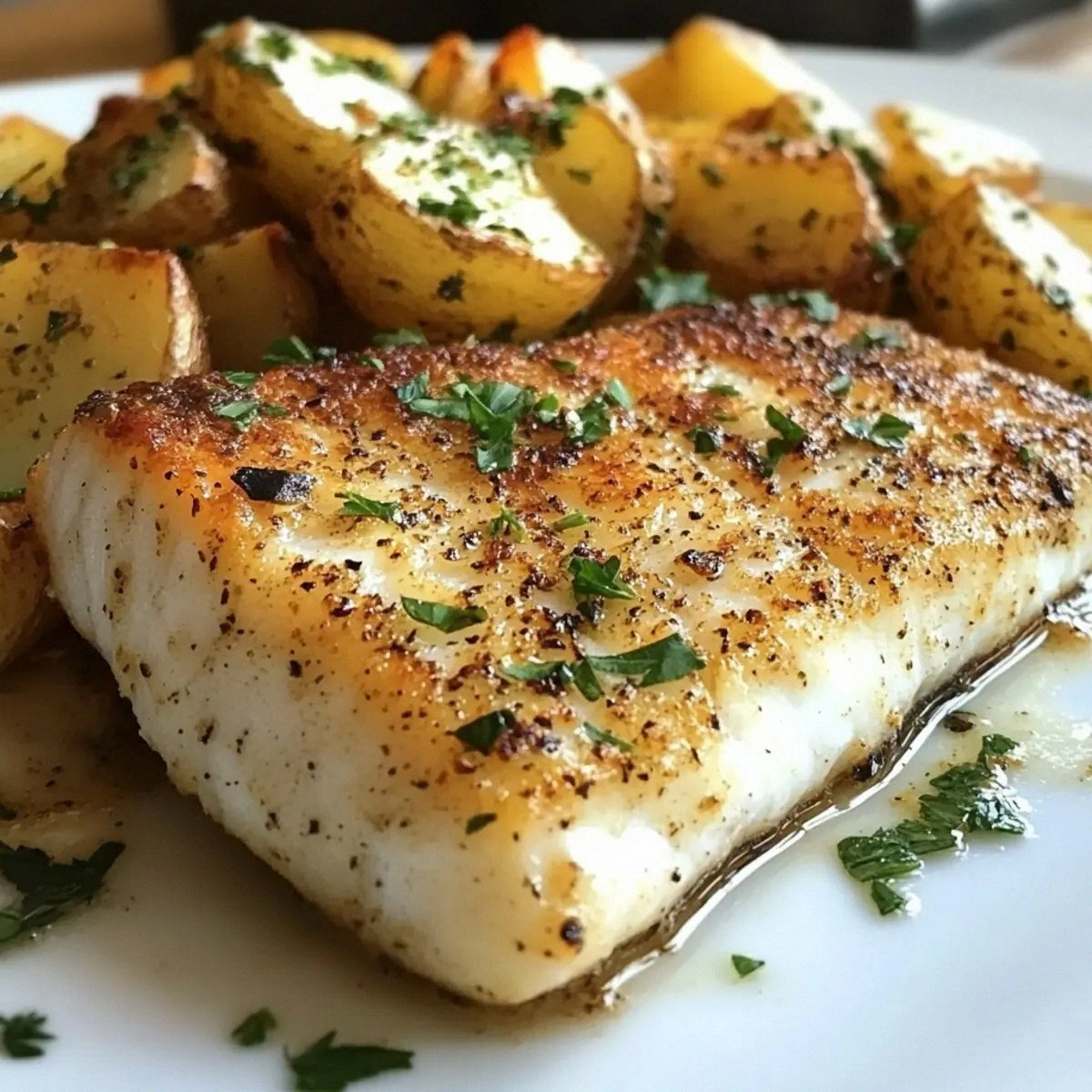 Light and Flaky Pan-Seared White Fish & Creamy Potatoes Delight