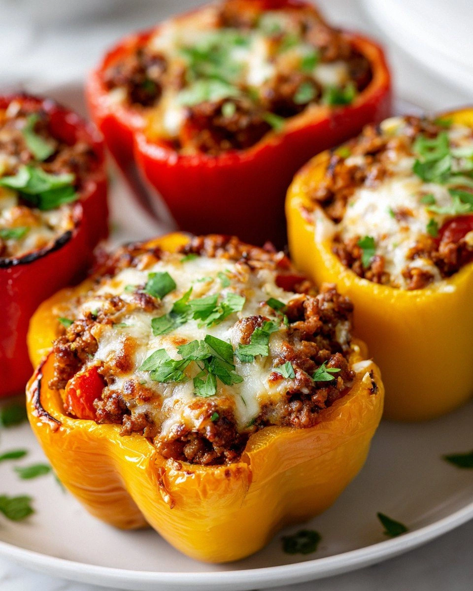 Low Carb Cottage Cheese Taco Stuffed Peppers (Cheesy, Easy Weeknight Dinner)