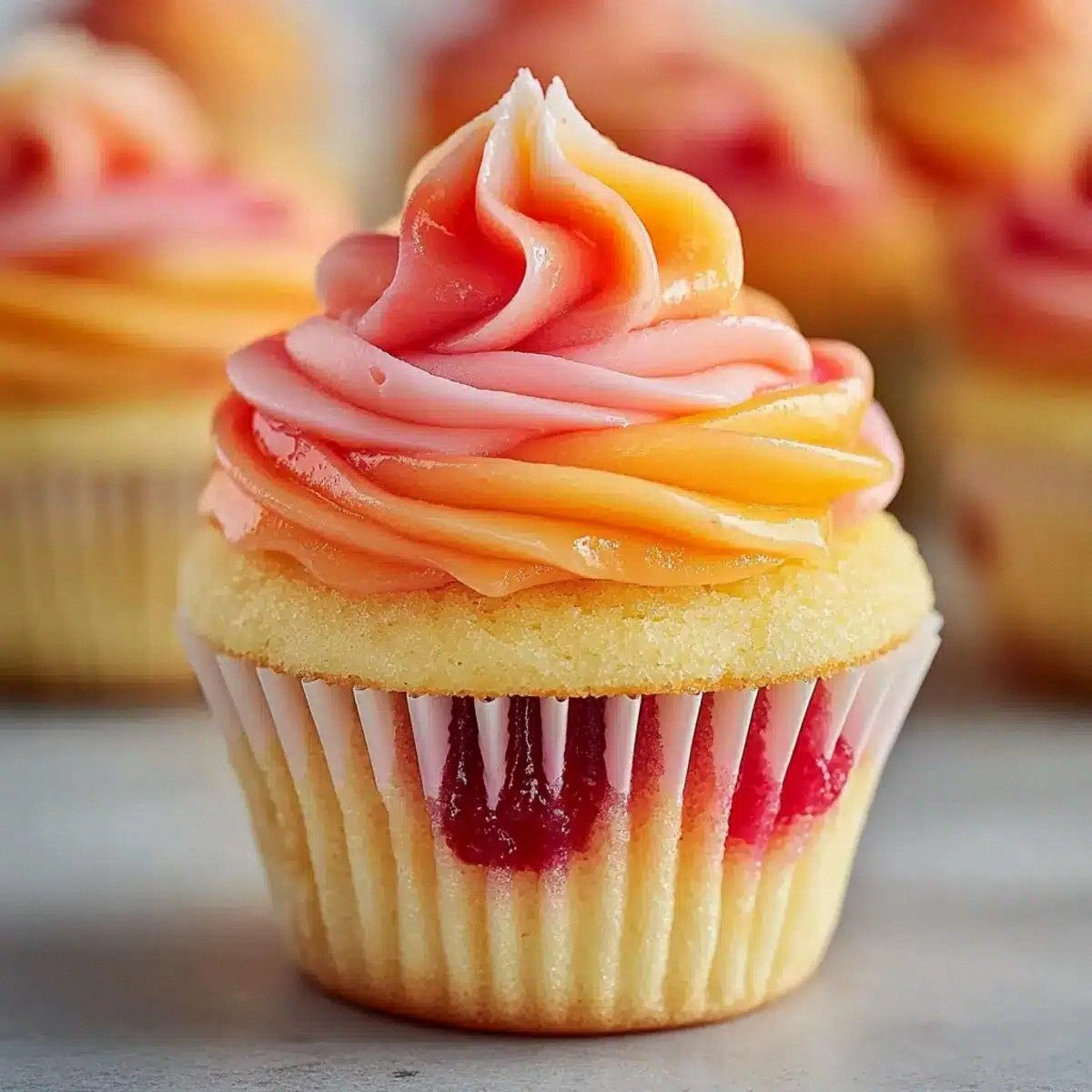 Mango Strawberry Sunset Cupcakes for a Tropical Treat