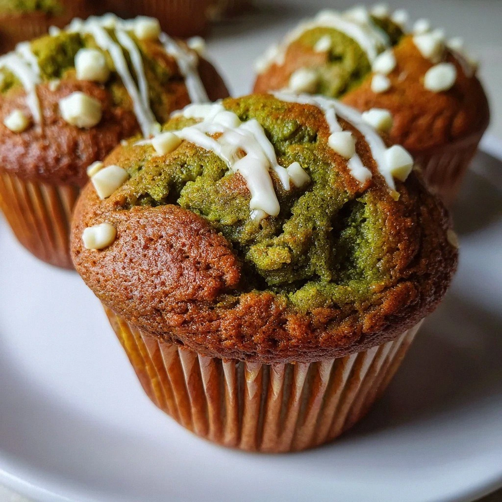 Matcha White Chocolate Pumpkin Muffins