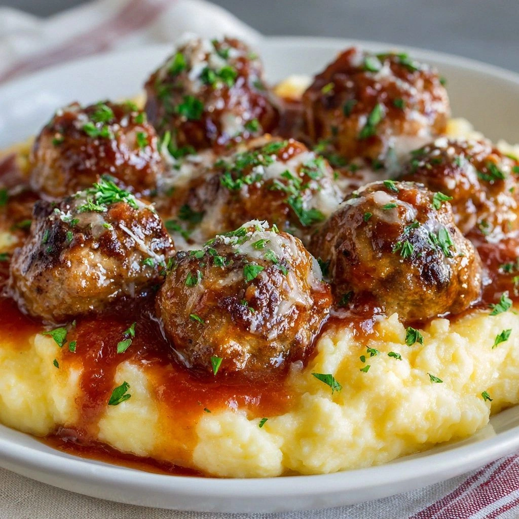 Meatball and Mashed Potato Bak