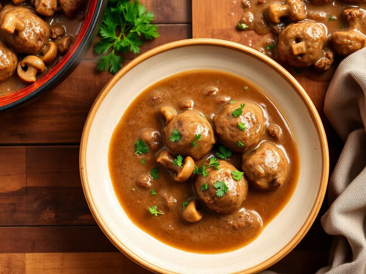 Meatball And Mushroom Gravy