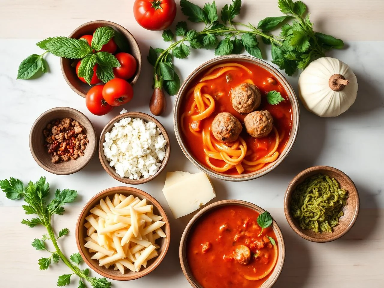Ingredients for Meatball Pasta Soup