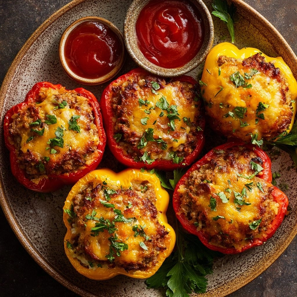 Meatloaf-Stuffed Bell Peppers