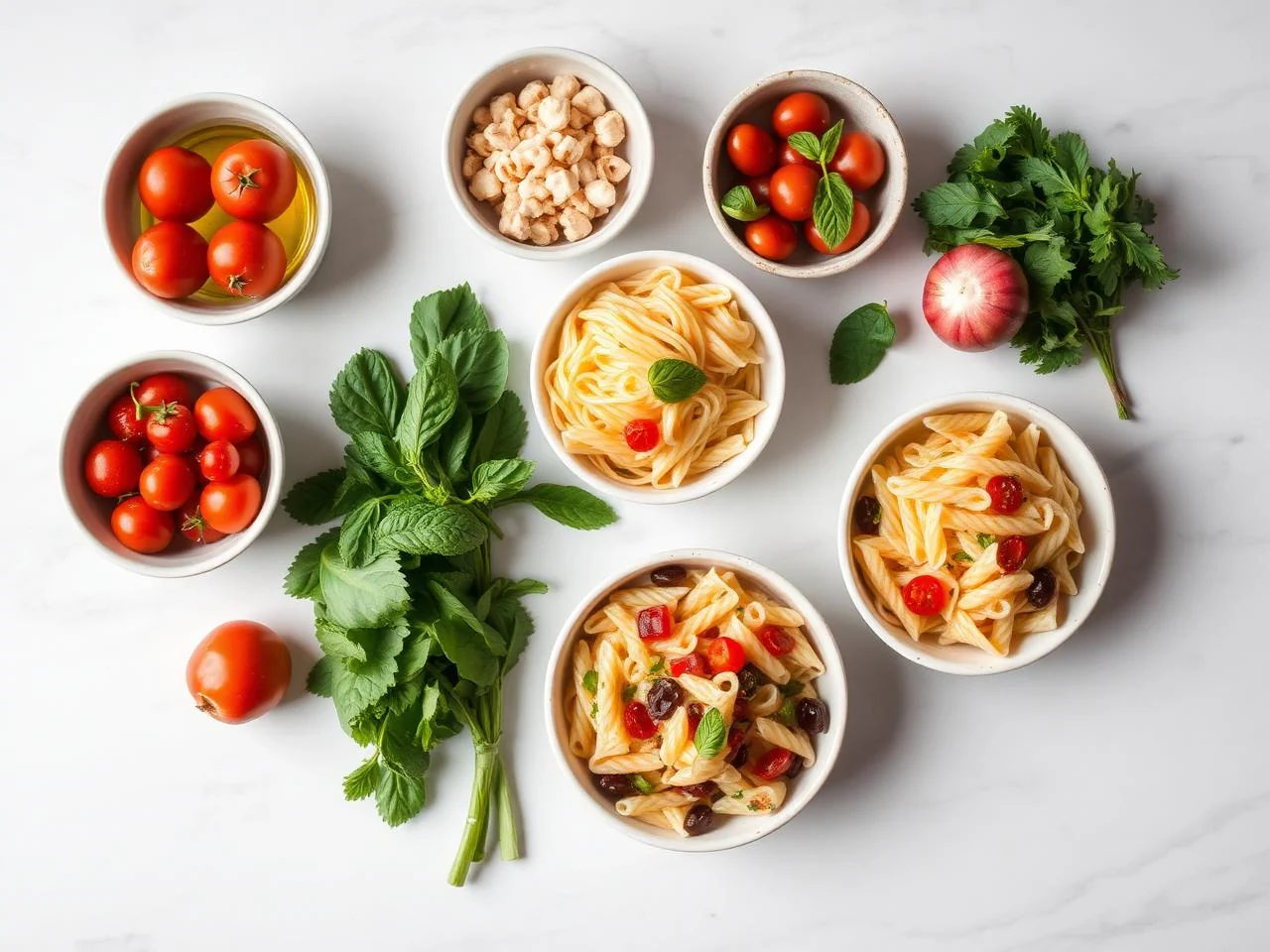 Ingredients for Mediterranean Pasta Salad