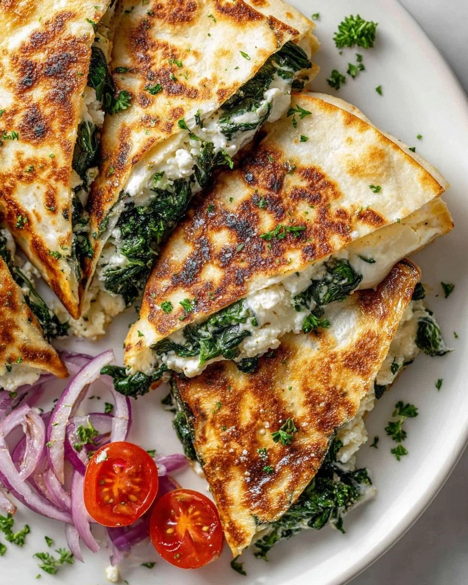 Mediterranean Quesadillas: Spinach, Feta, Mozzarella Delight