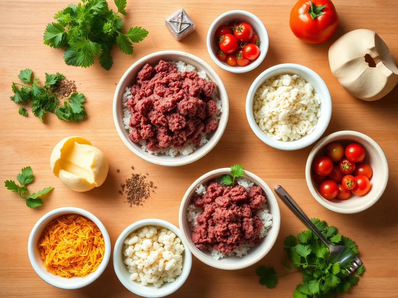 Ingredients for Mexican Beef And Rice Bowl