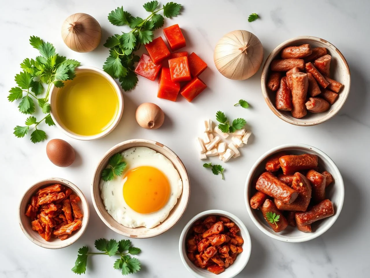 Ingredients for Mexican Chorizo And Egg Breakfast