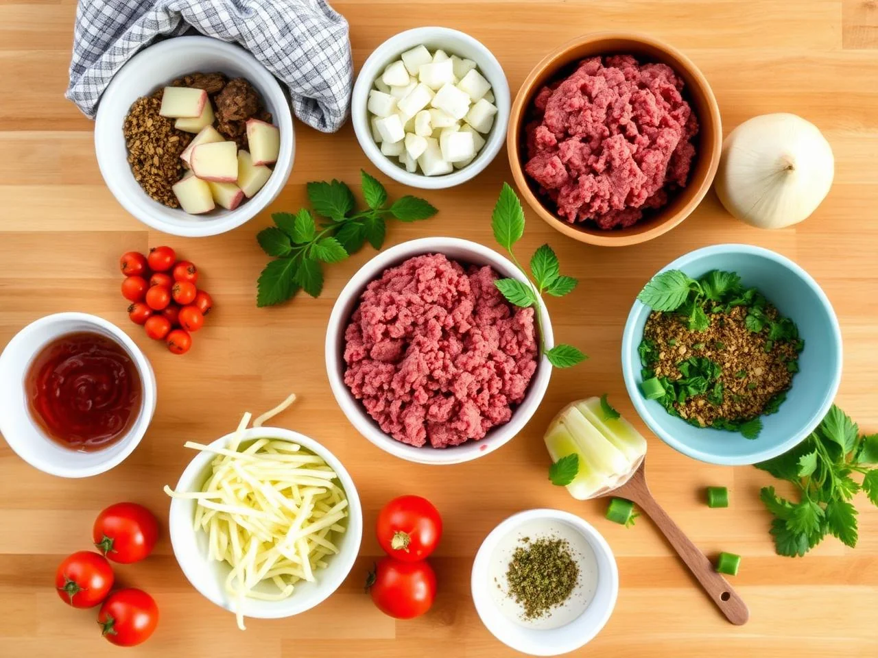 Ingredients for Mini Beef Burgers