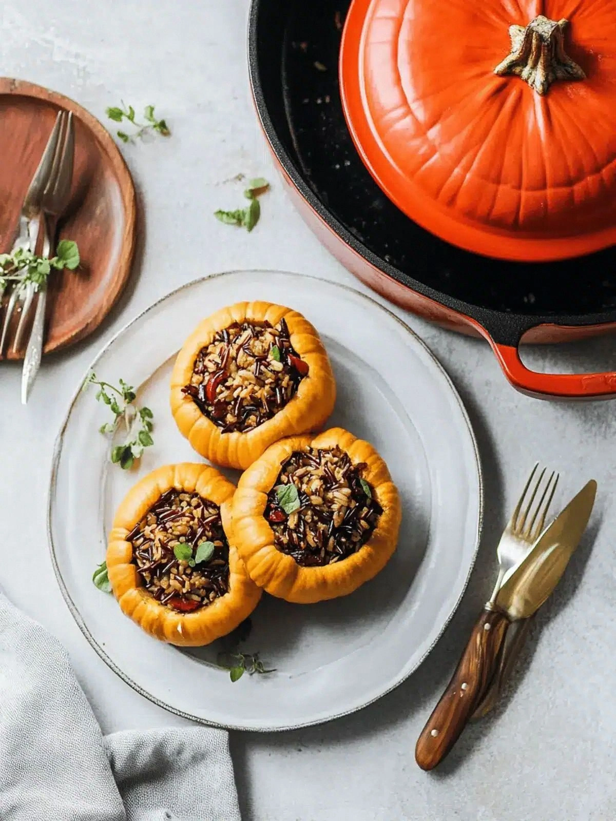Mini Wild Rice Stuffed Pumpkin