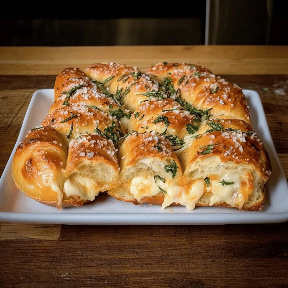 Mozzarella Stuffed Rosemary Parmesan Soft Pretzels Recipe