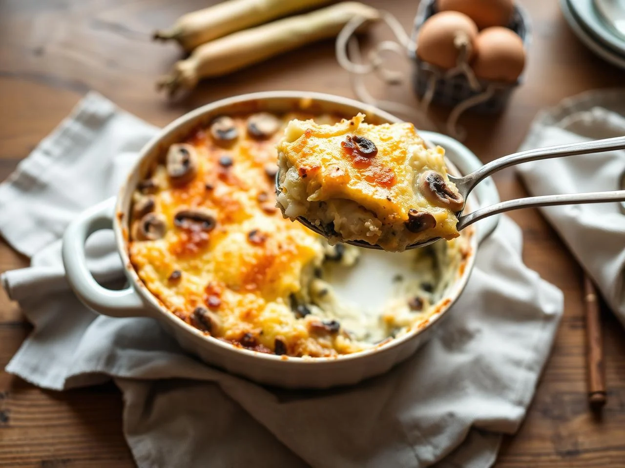 Mushroom And Leek Gratin