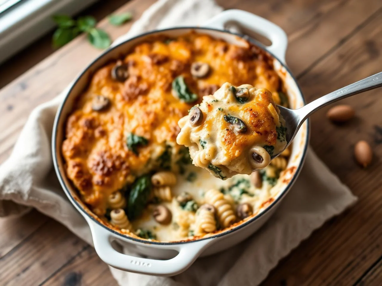 Mushroom And Spinach Pasta Bake