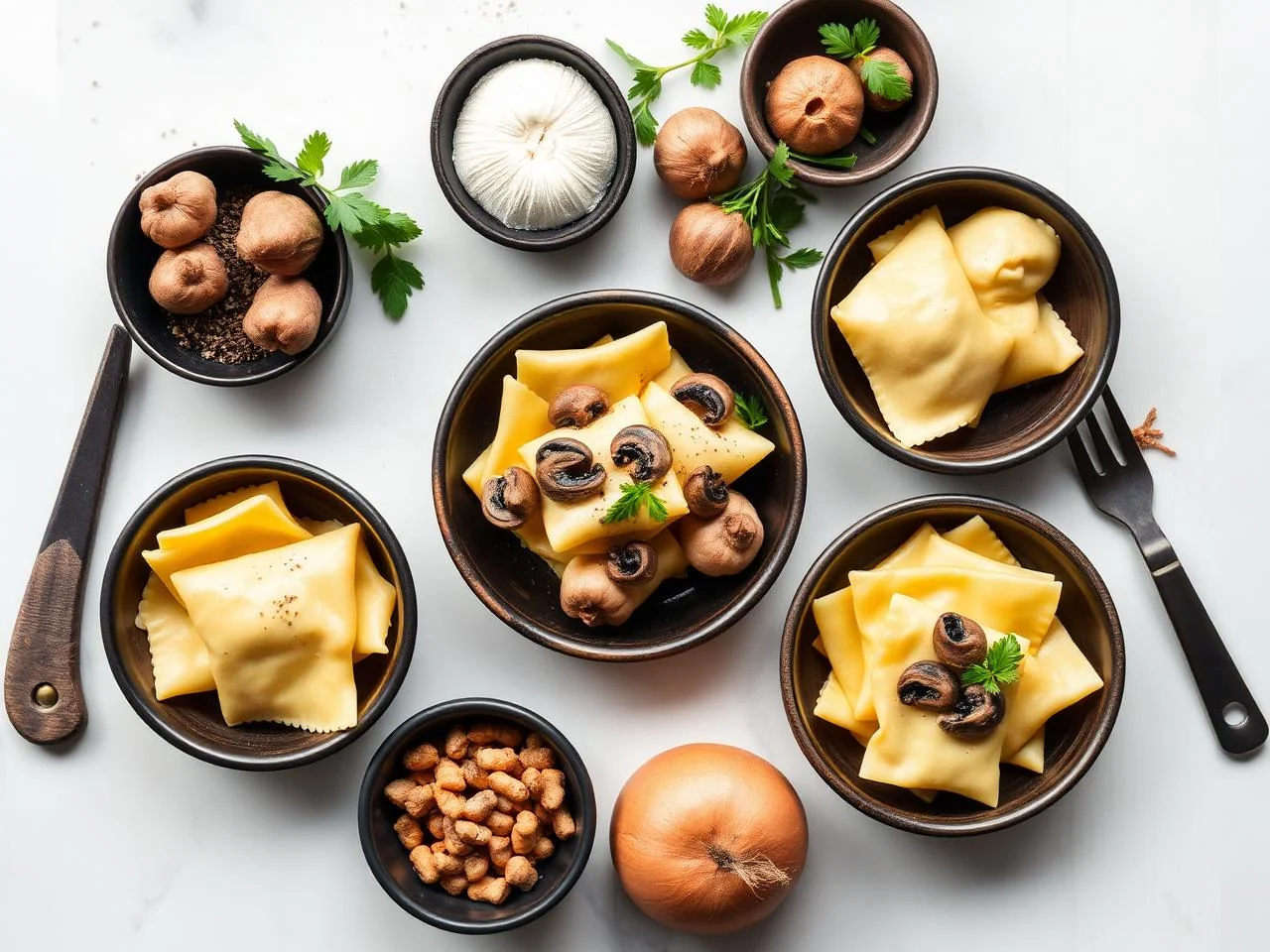Ingredients for Mushroom And Truffle Ravioli
